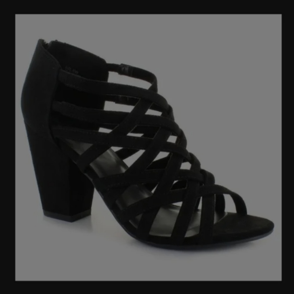 Jessica Cline black laced high heels